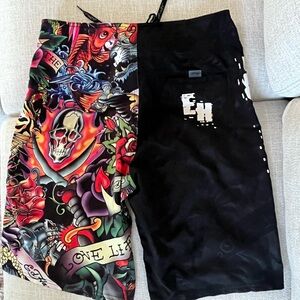 Ed Hardy vintage  Black and Red Graphic Board Shorts